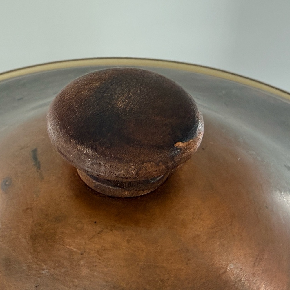 1960’s Pfaltzgraff Copper and Cream Covered baking Dish candle warmer heat - Picture 9 of 10